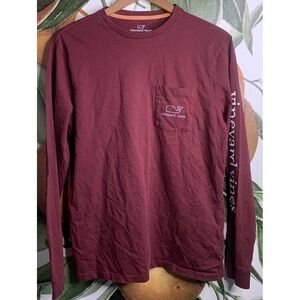 Vineyard Vines Mens Small Burgundy Red 100% Cotton Long Sleeve Shirt
